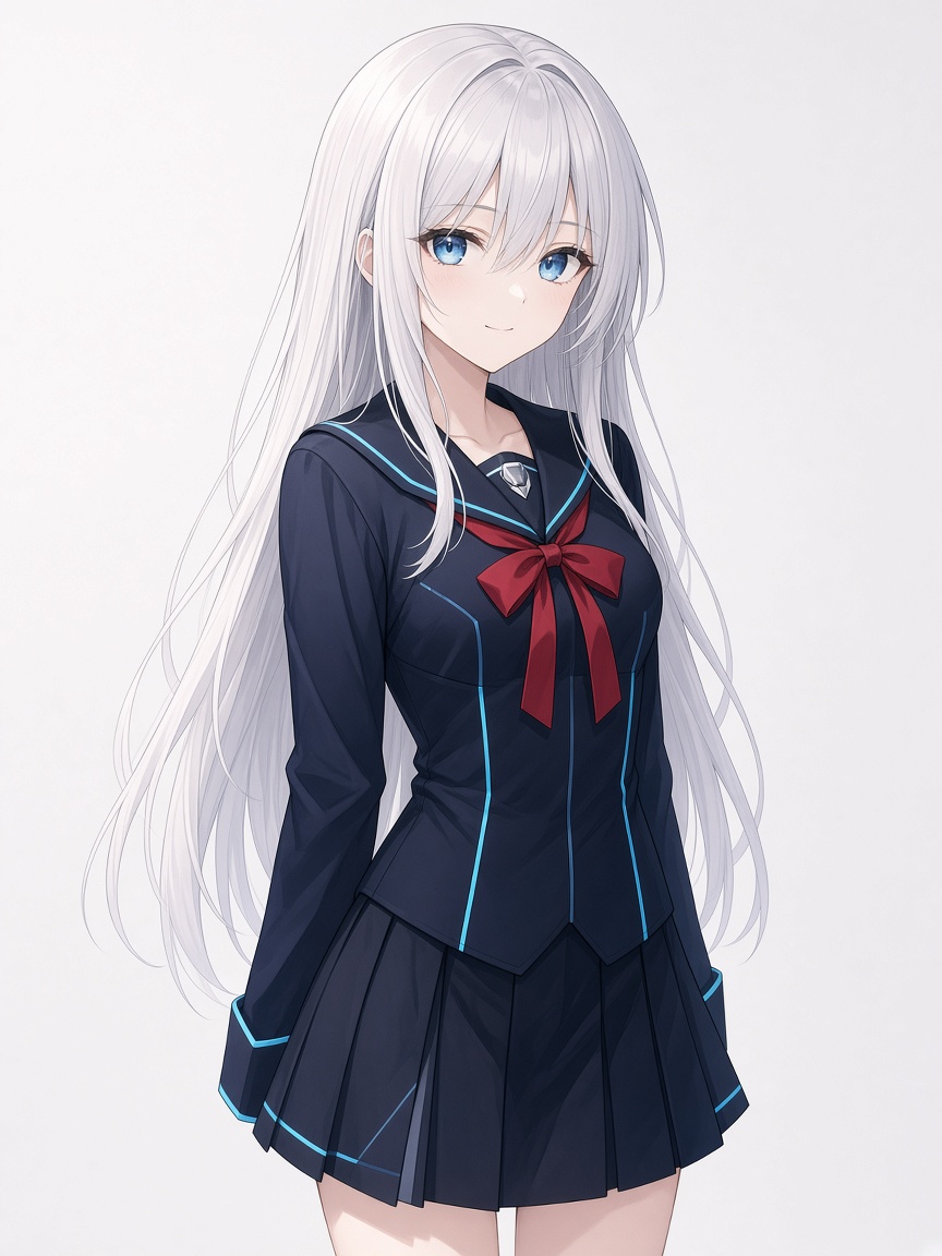 Original silver-haired anime girl character